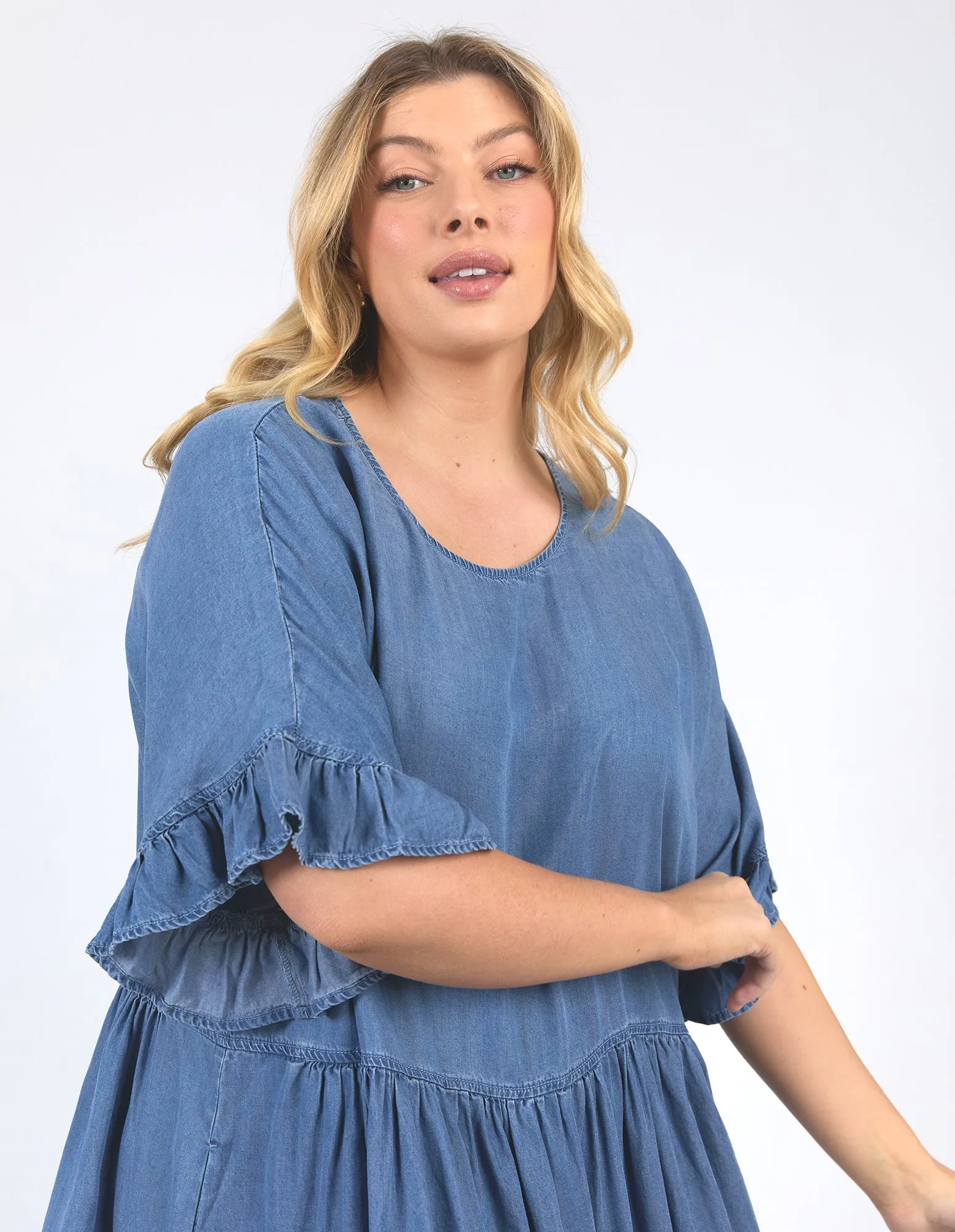 Charlie Chambray Dress Blue Wash