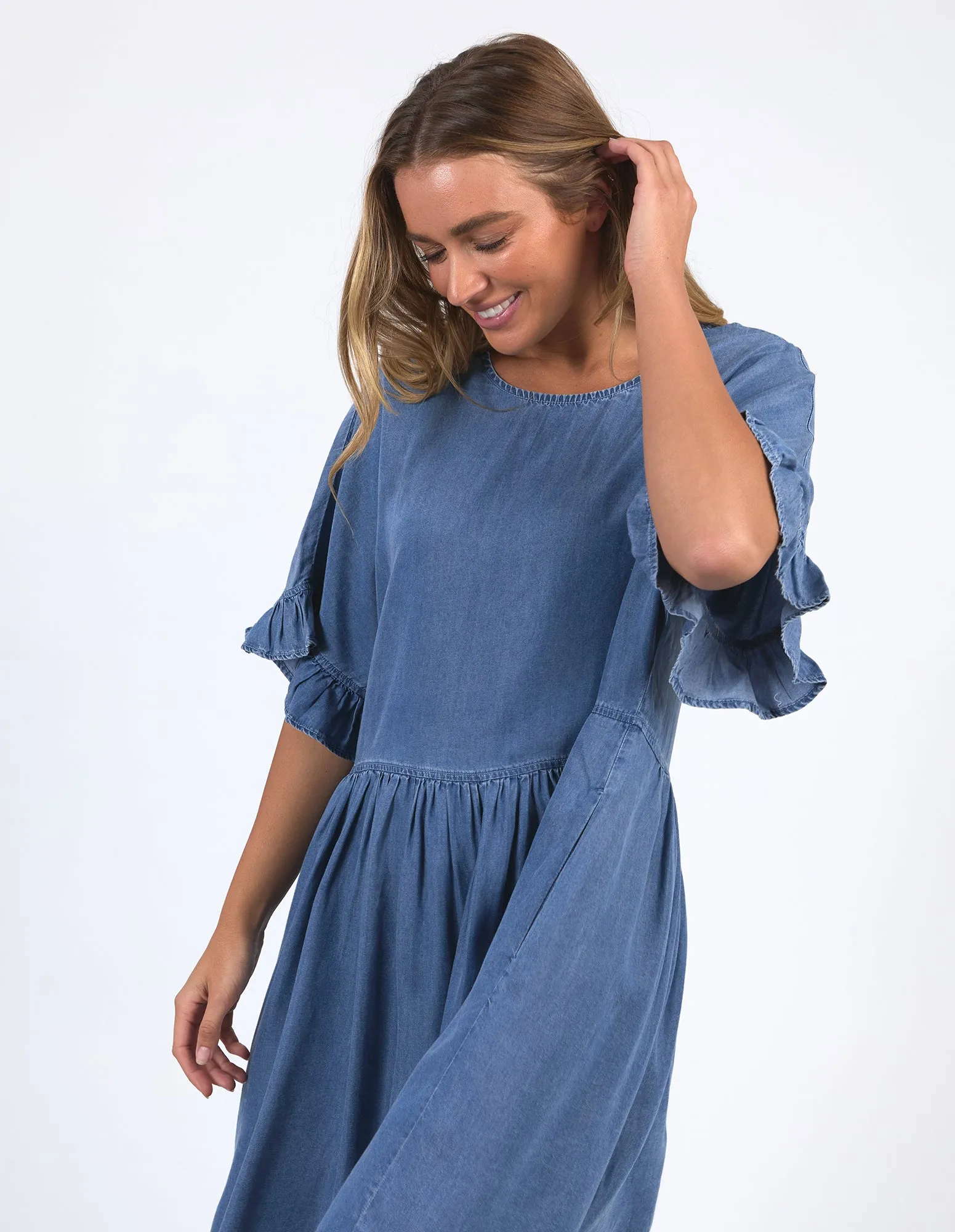 Charlie Chambray Dress Blue Wash