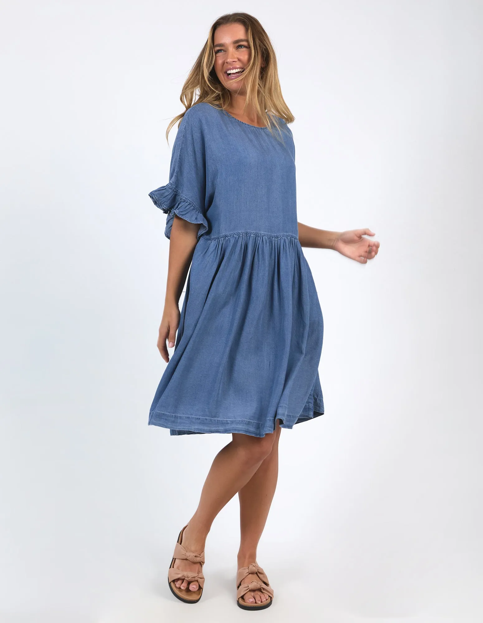 Charlie Chambray Dress Blue Wash