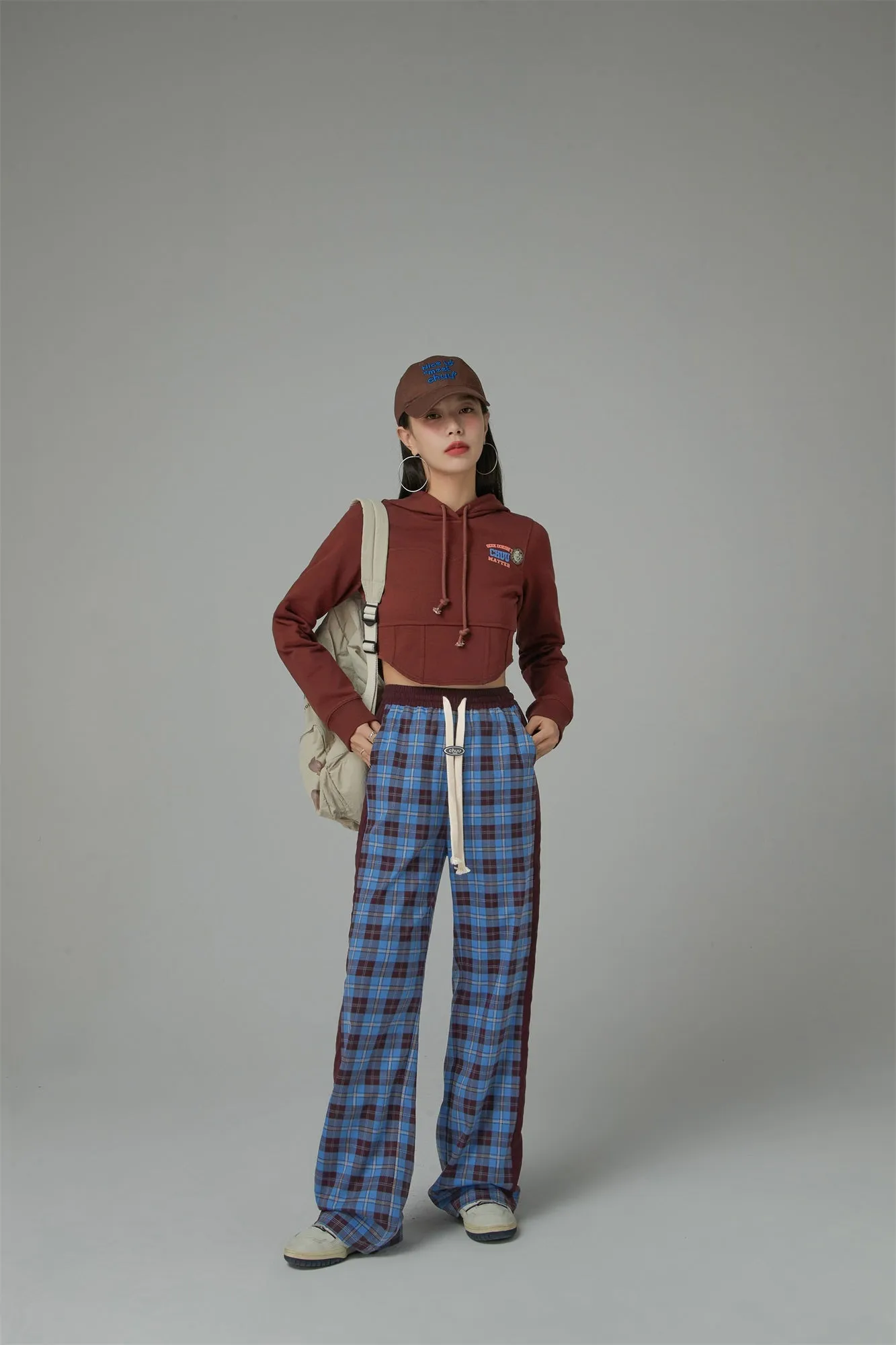 Check String Wide Casual Pants