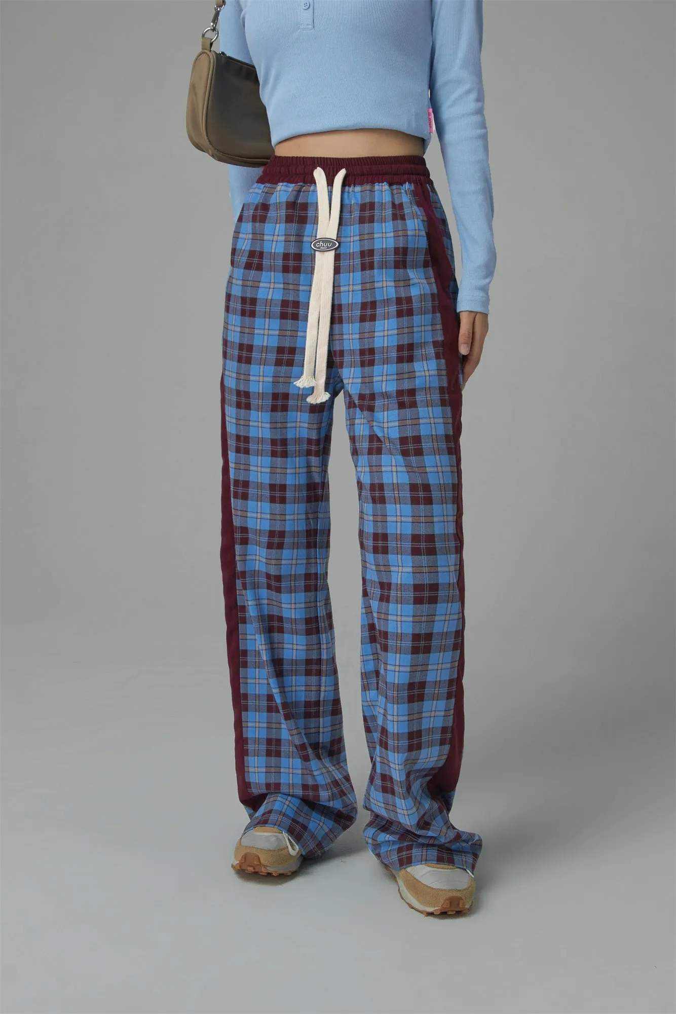 Check String Wide Casual Pants