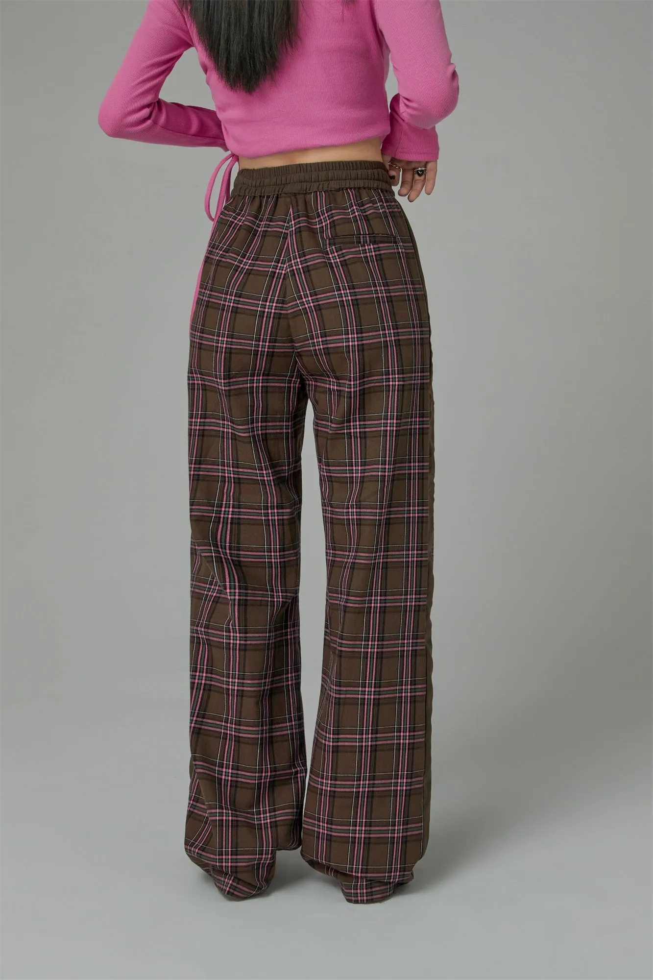 Check String Wide Casual Pants