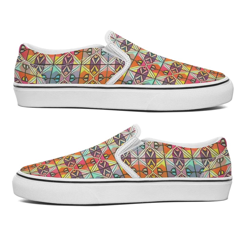 Checkered Pattern Collection - Unisex Slip-On Canvas Sneakers