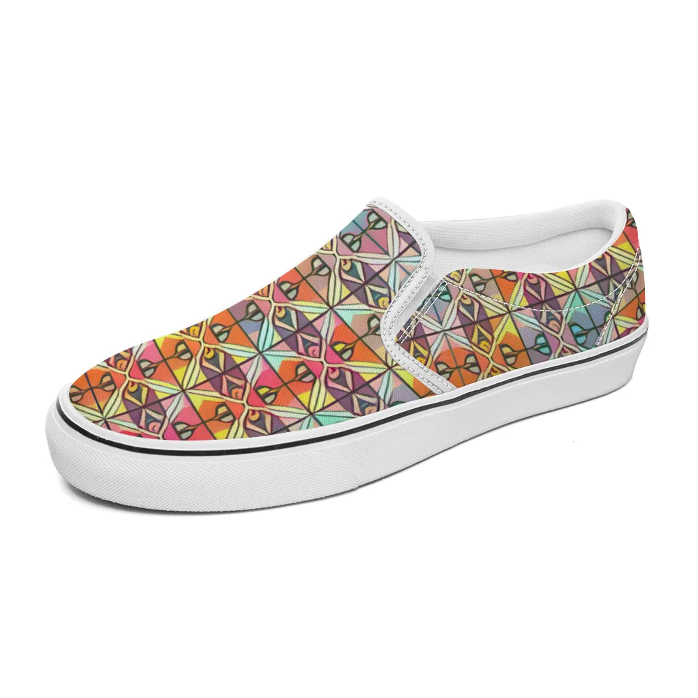 Checkered Pattern Collection - Unisex Slip-On Canvas Sneakers