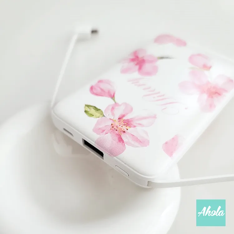 【Cherry Blossom】Portable Power Bank with built-in wire 櫻花內置線便攜式差電器