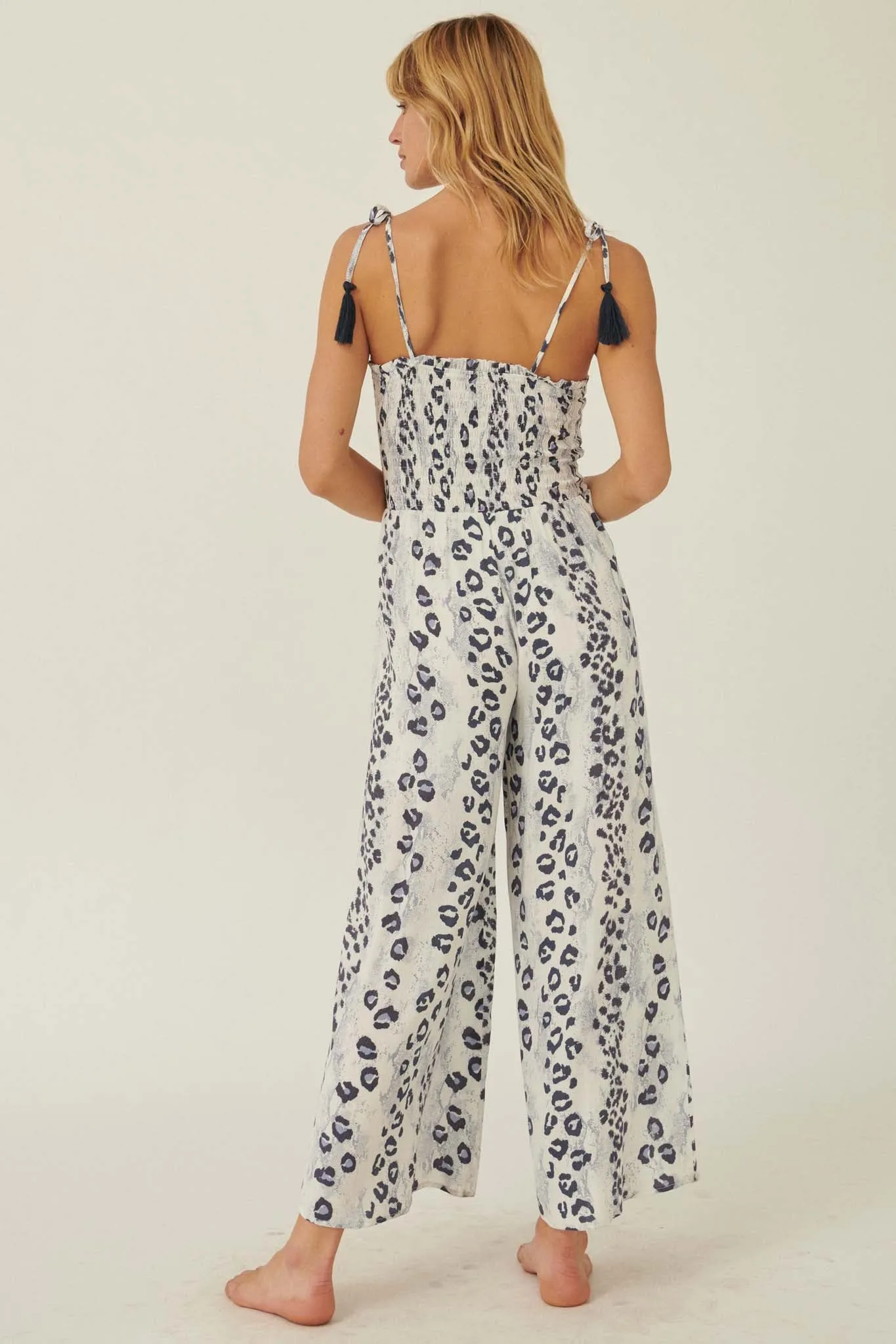 Chill Out Animal Print Smocked Jumpsuit