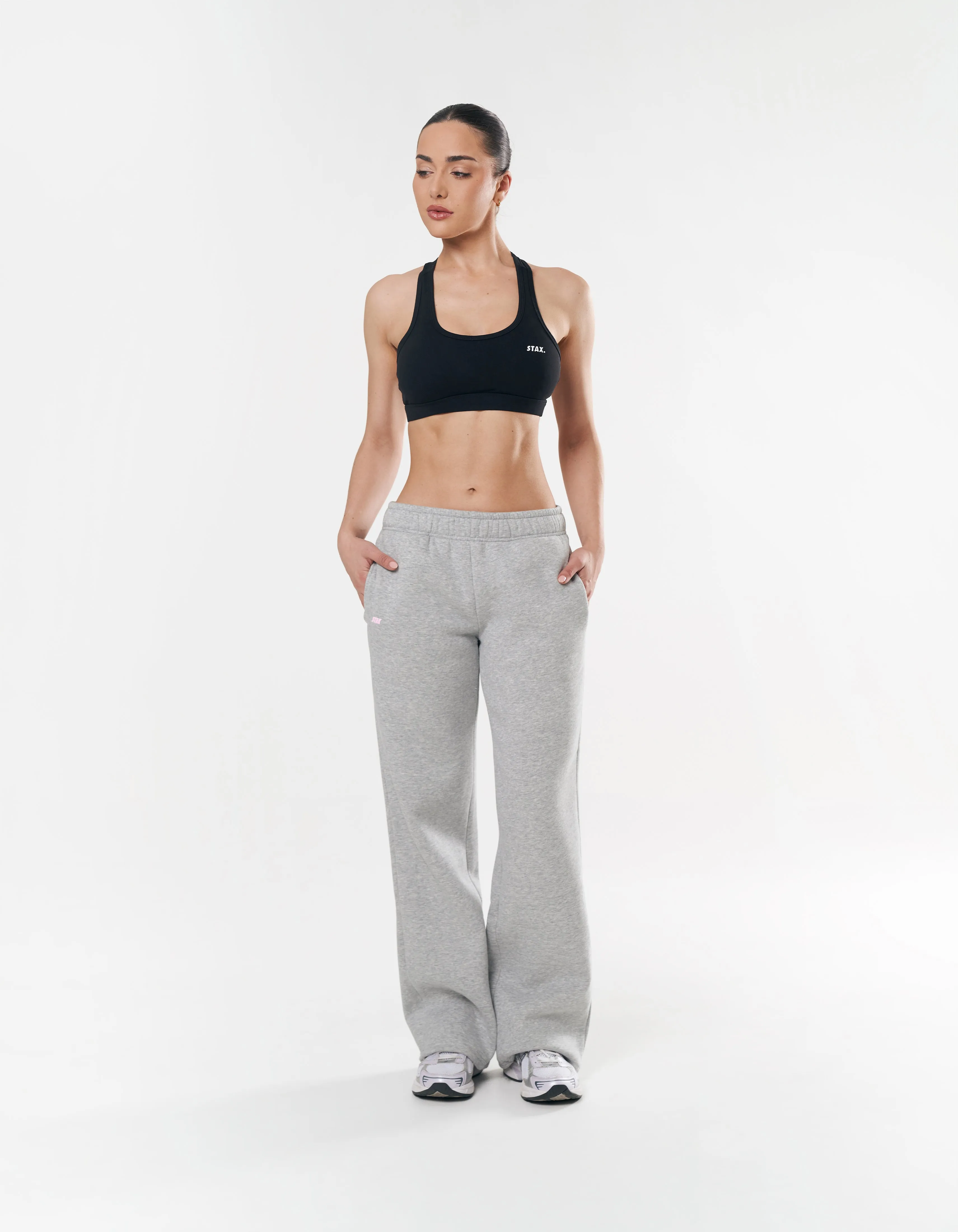 Classic Straight Leg Jogger - Dark Grey/Pink