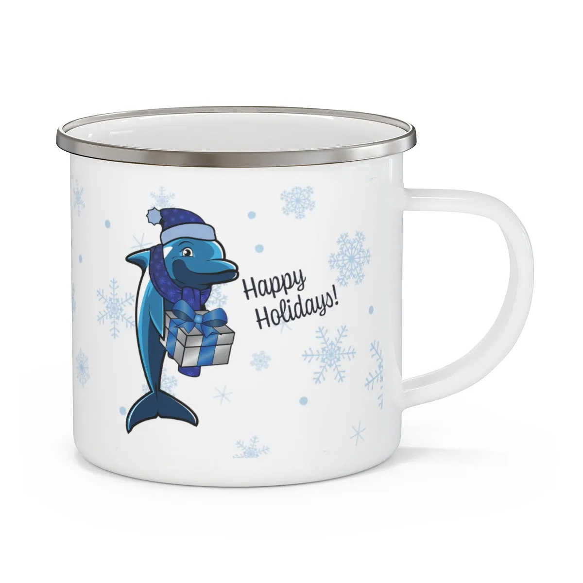 Coastline Holiday Fin & Logo Enamel Camping Mug