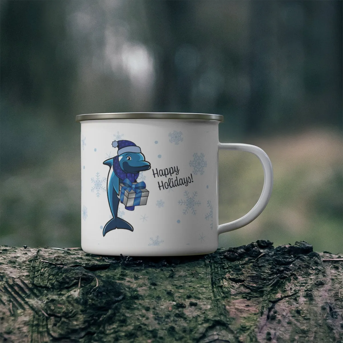 Coastline Holiday Fin & Logo Enamel Camping Mug