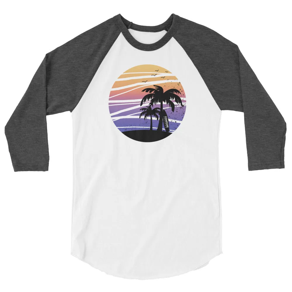 Coastline Summertime Sunset 3/4 Sleeve Raglan Shirt (Light Colors)