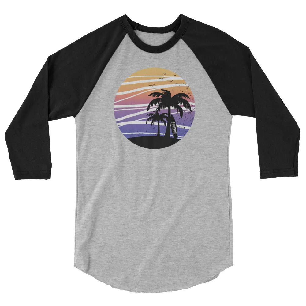 Coastline Summertime Sunset 3/4 Sleeve Raglan Shirt (Light Colors)