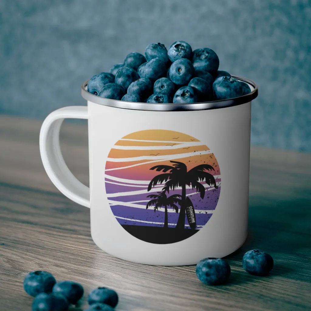 Coastline Summertime Sunset Enamel Camping Mug