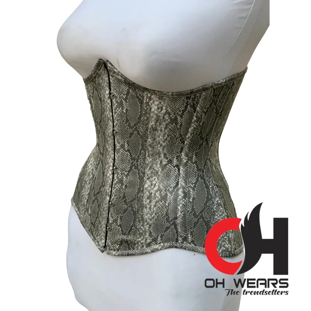 Cobra Faux Leather Underbust Corset Steel Boned