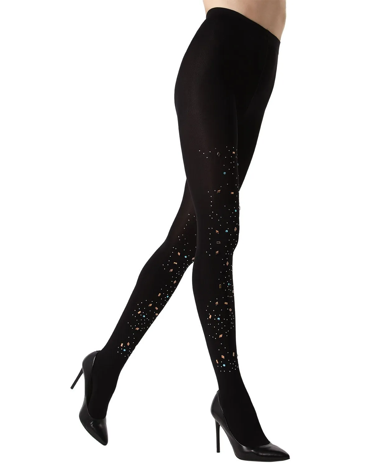 Constellation Embellished Opaque Tights