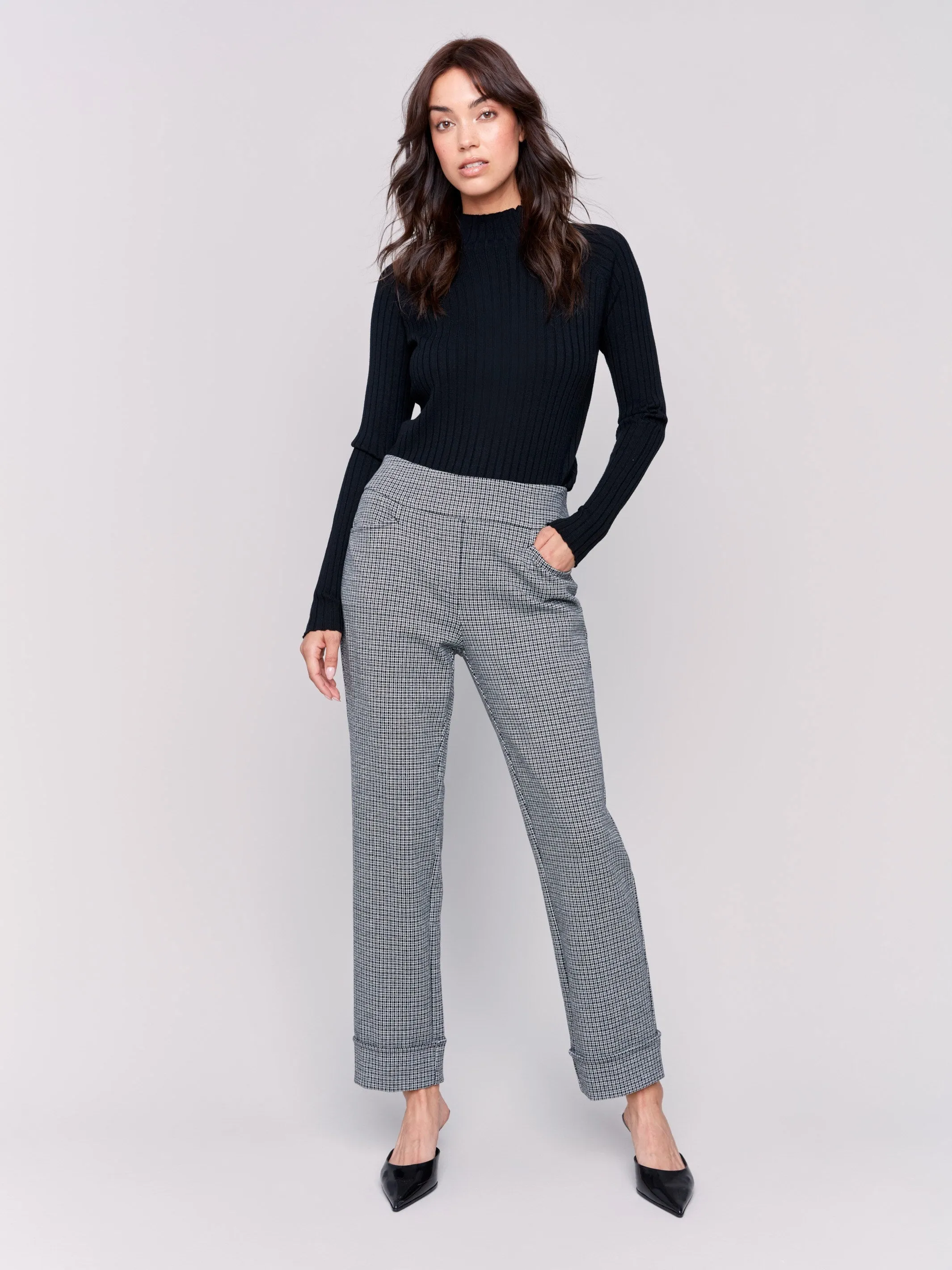 Cuffed Ponte Pants - Tattersall