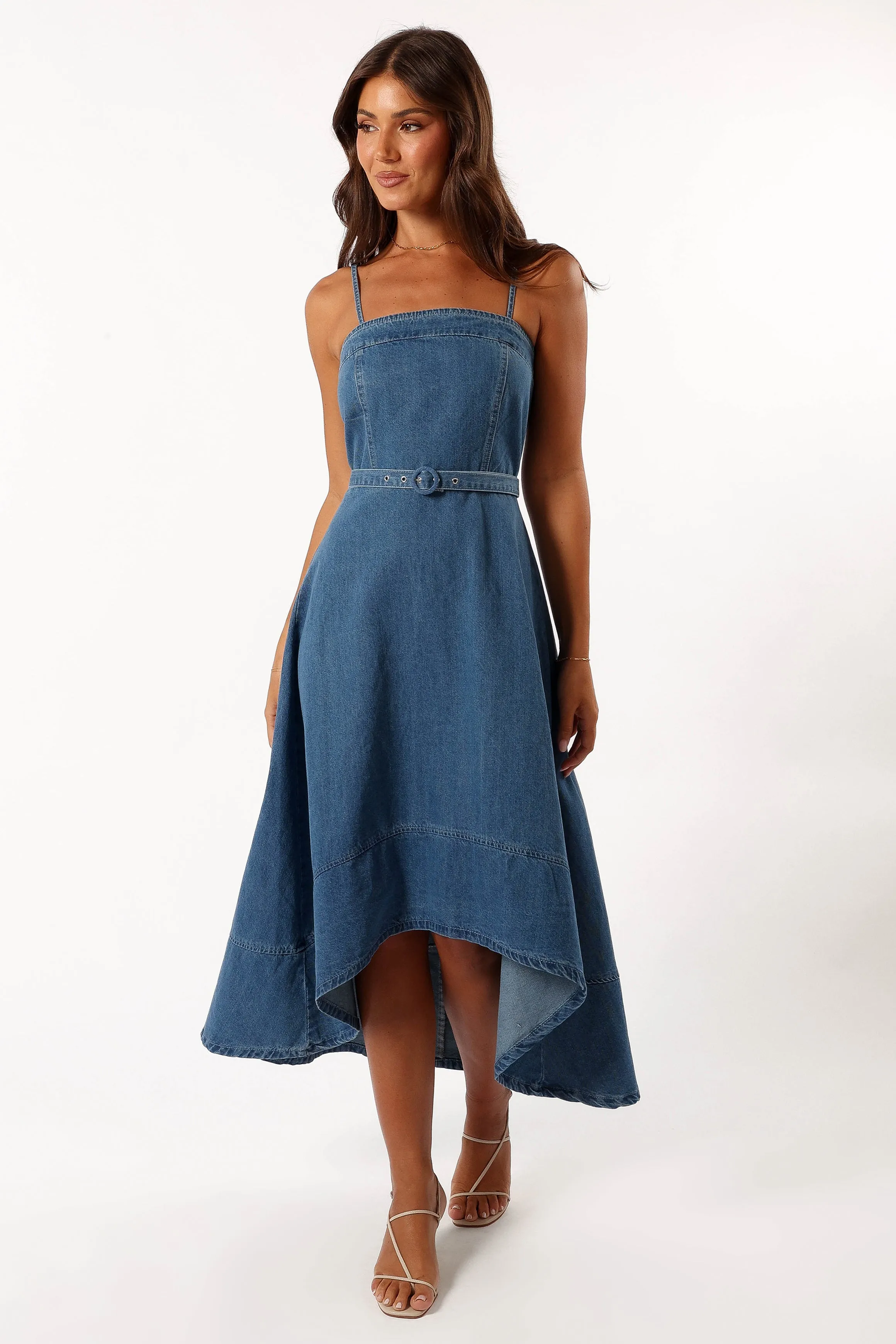 Cyrus Belted Midi Dress - Denim