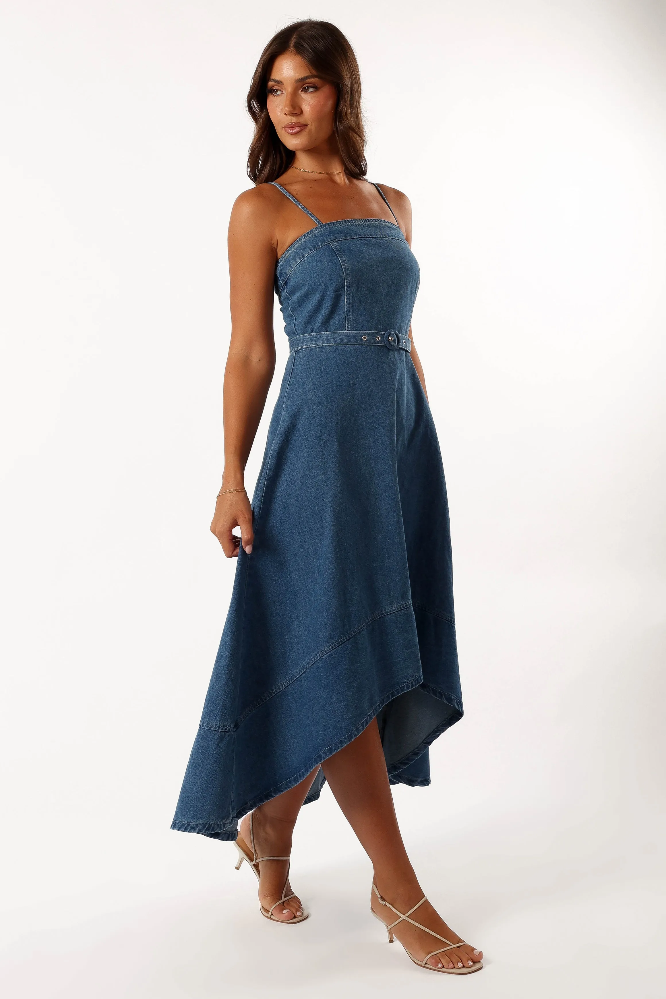 Cyrus Belted Midi Dress - Denim