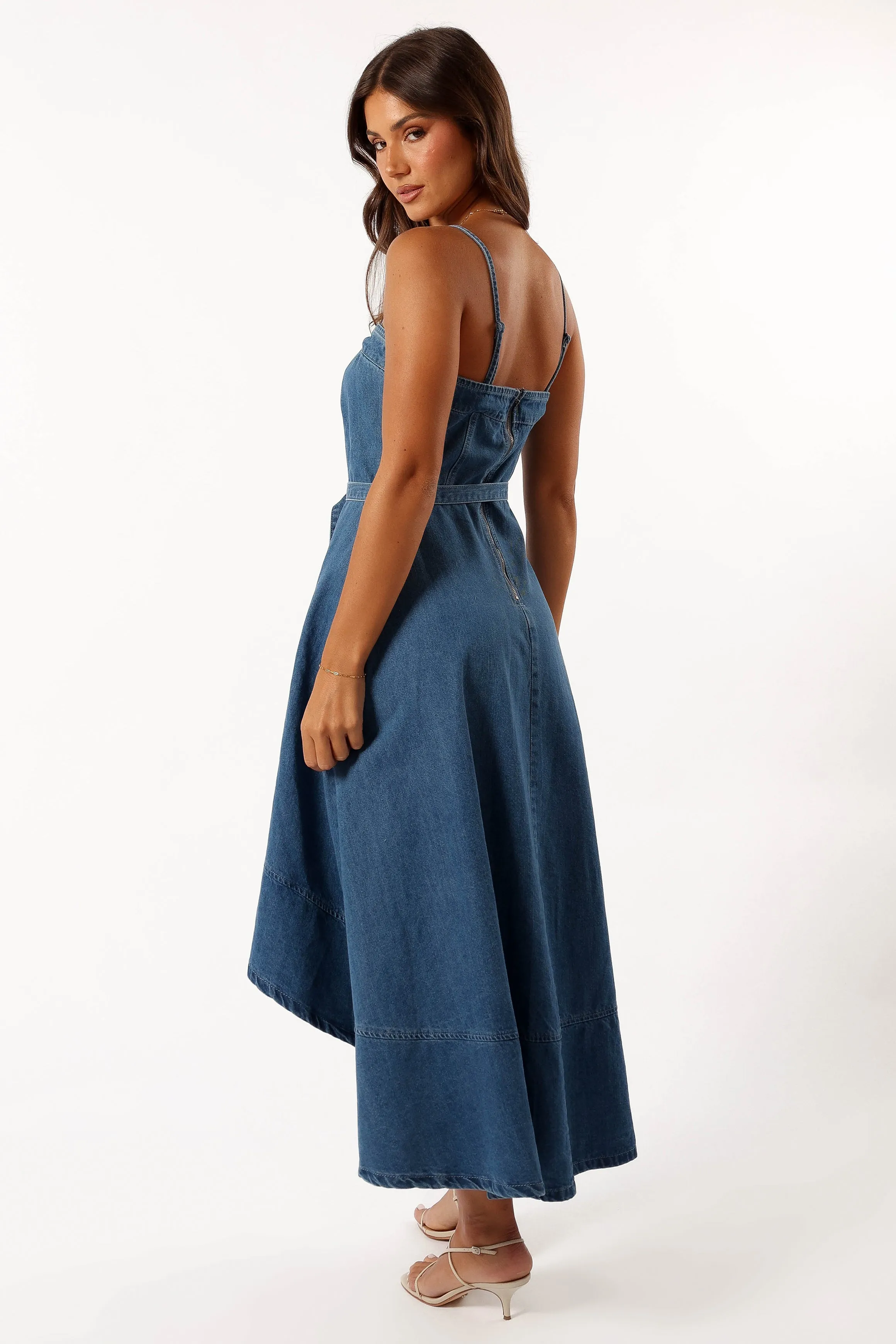 Cyrus Belted Midi Dress - Denim