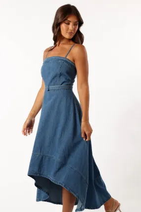 Cyrus Belted Midi Dress - Denim