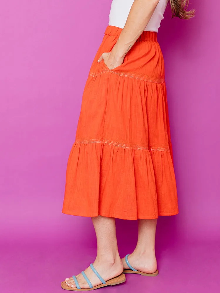 Danielle Tiered Skirt - Poppy