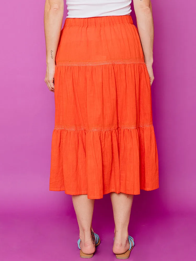 Danielle Tiered Skirt - Poppy