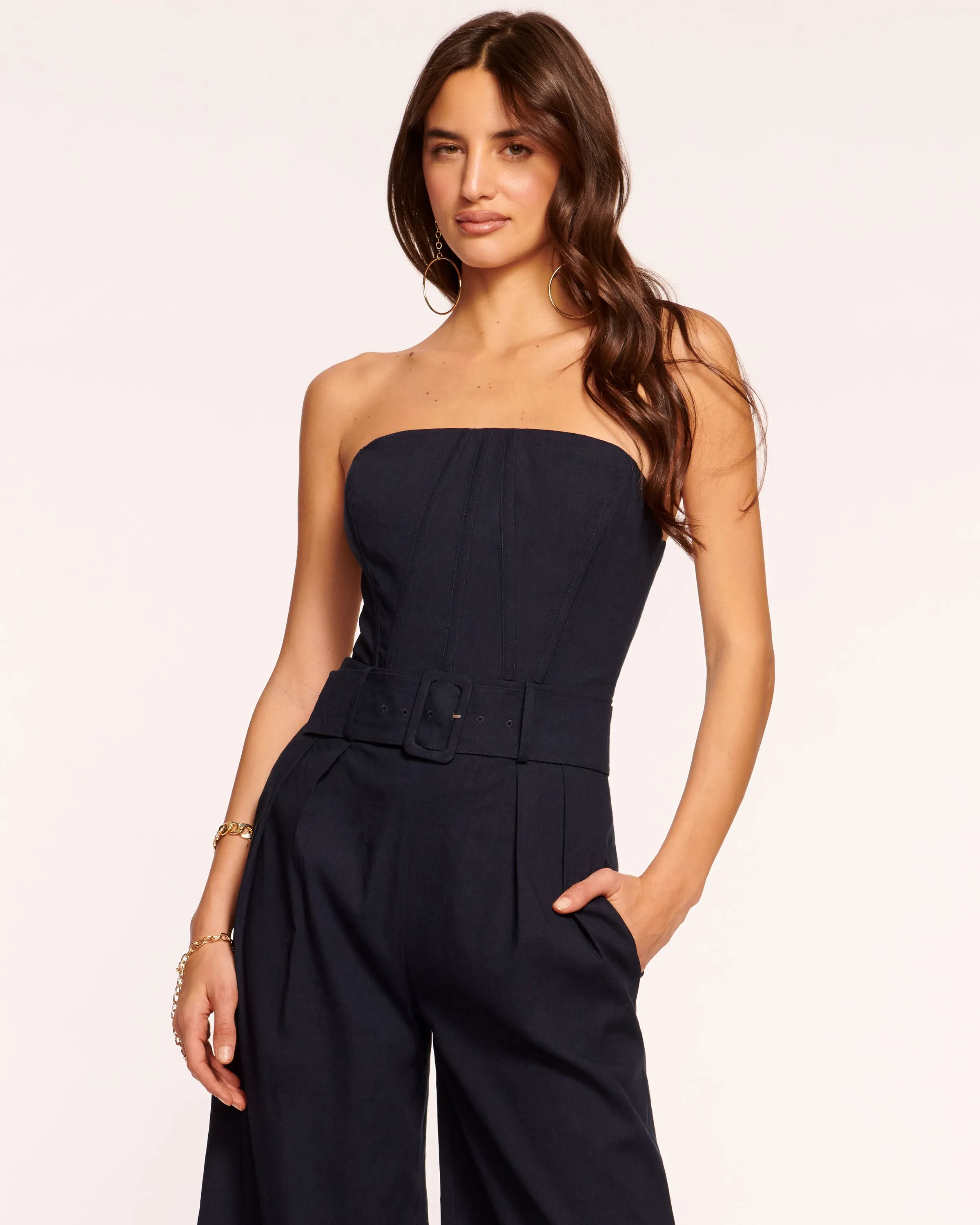 Delia Cropped Belted Jumpsuit