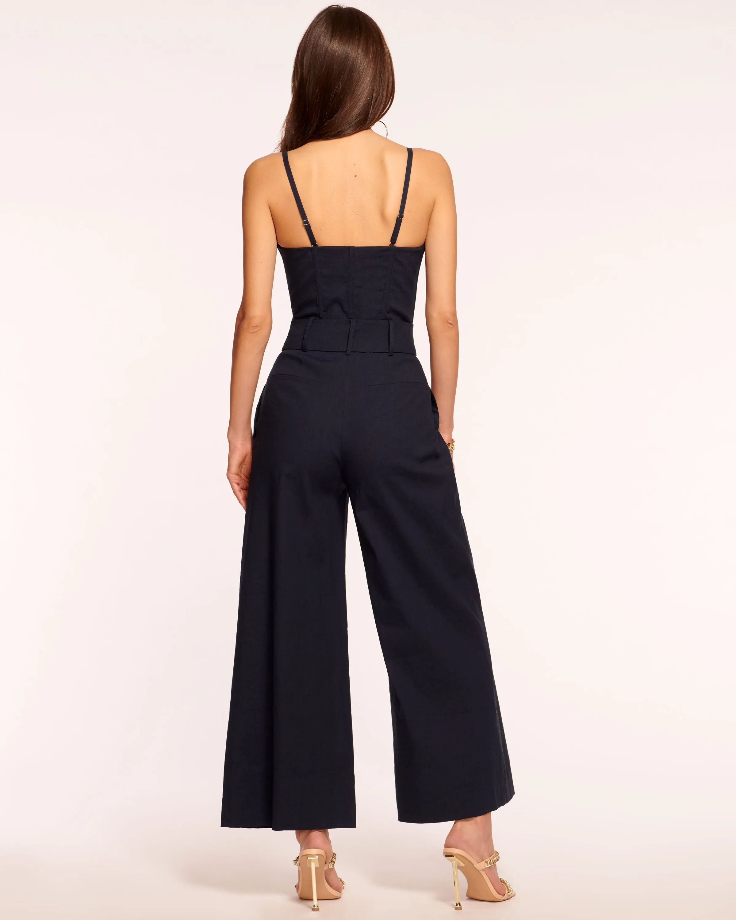 Delia Cropped Belted Jumpsuit