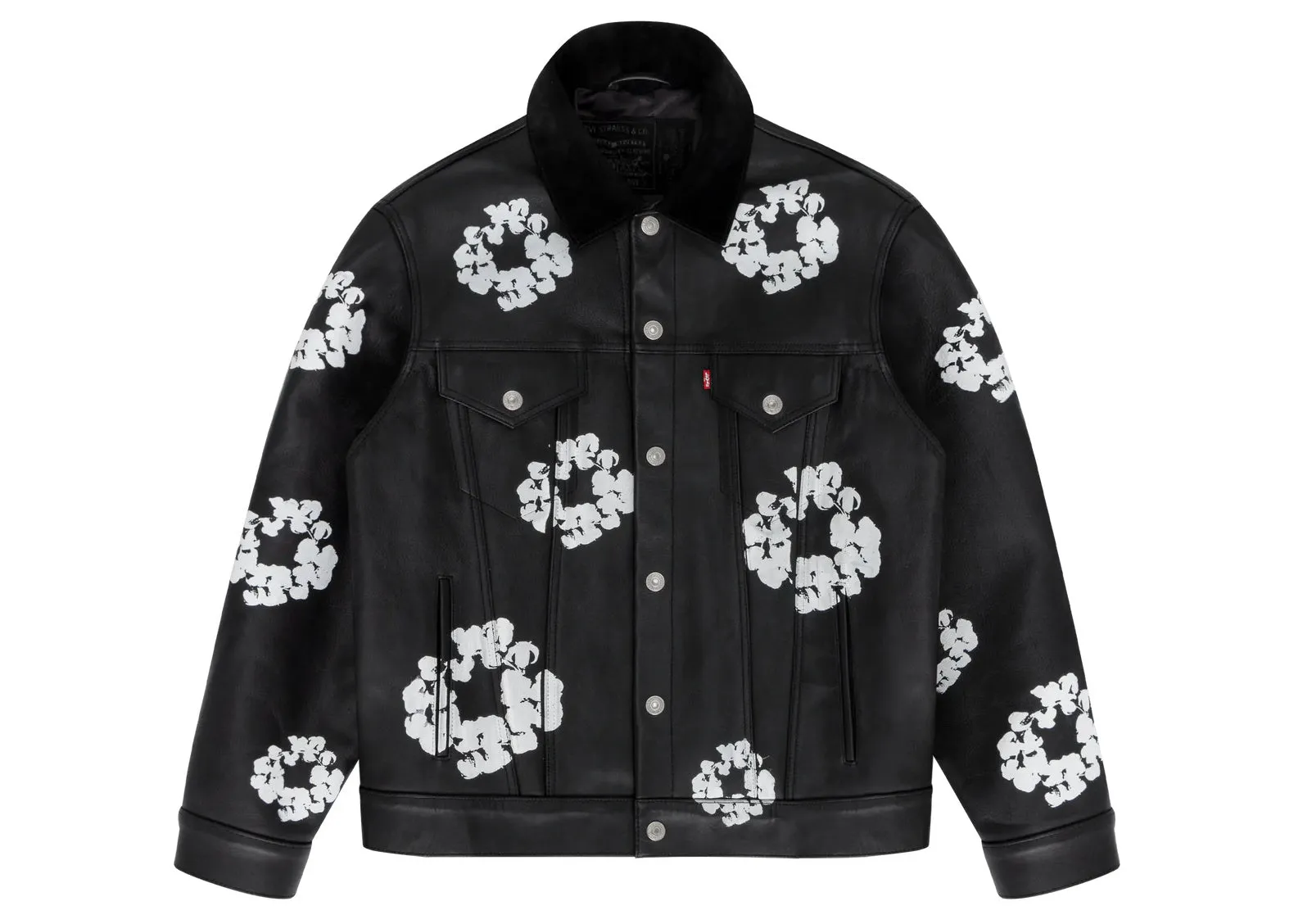 DENIM TEARS X LEVI'S LEATHER COTTON WREATH TYPE-3 JACKET BLACK DENIM