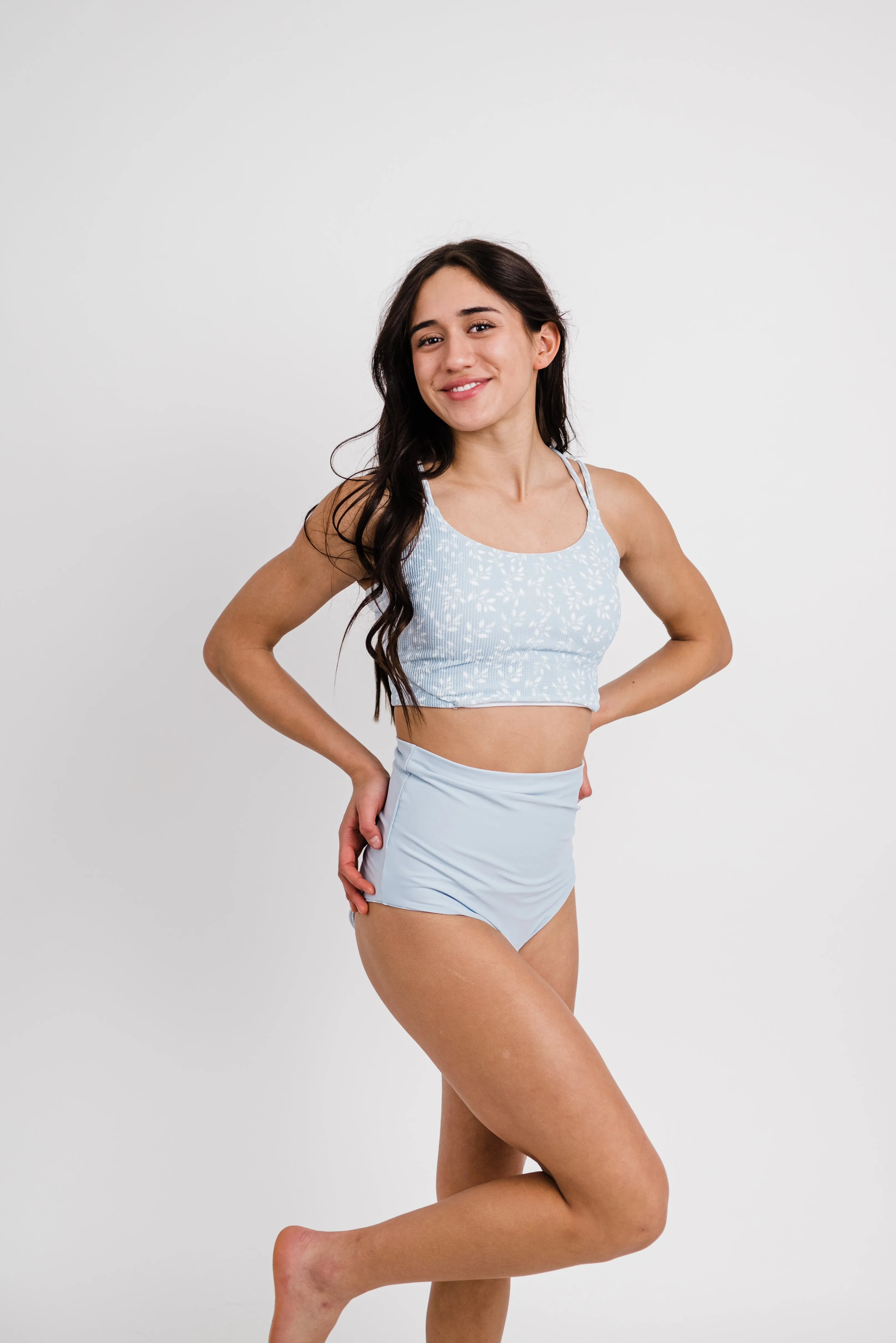 Destination Top | Powder Blue Leaf | Final Sale