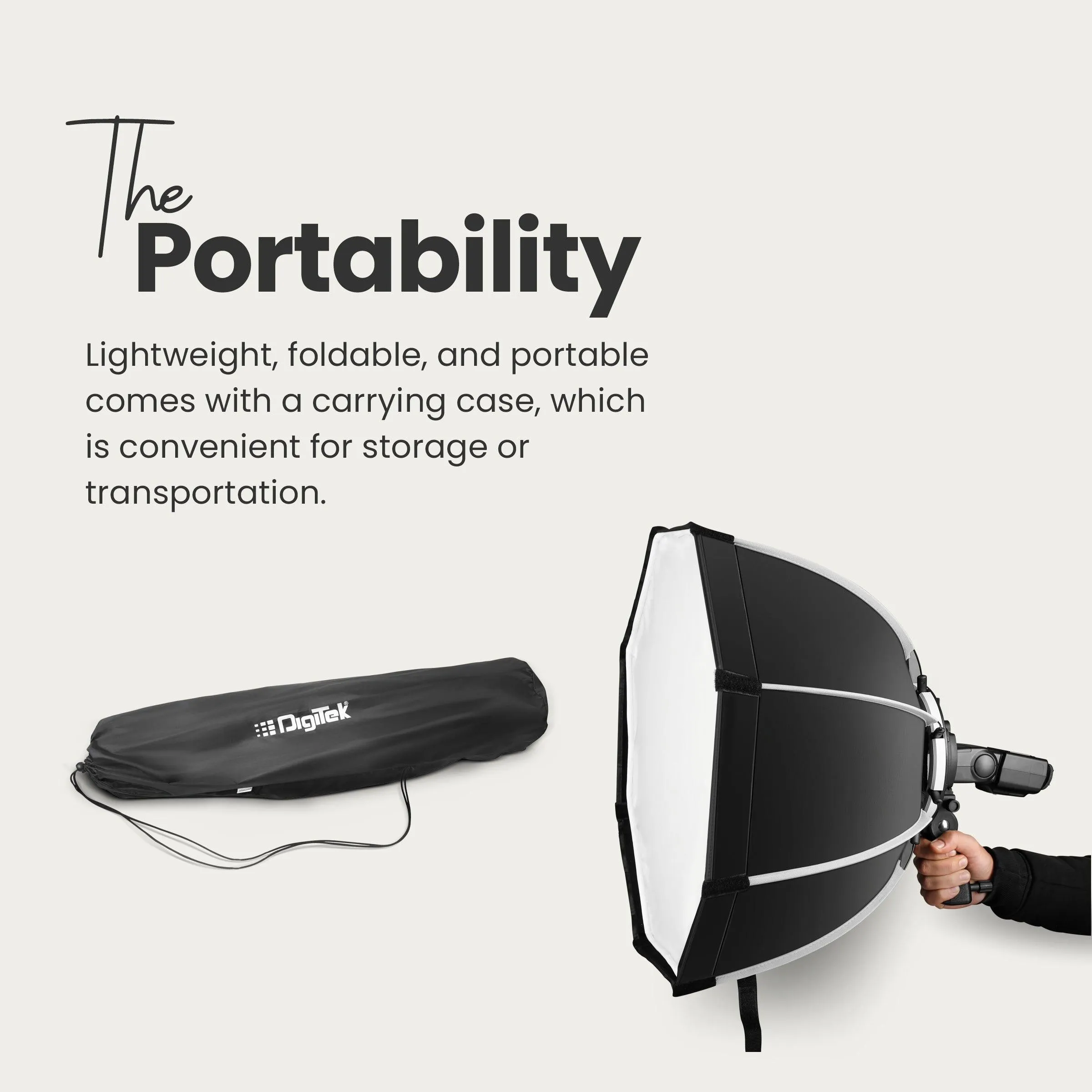 Digitek (DSBH-055) Lightweight & Portable Soft Box Comes with S2 Type Bracket & 2 Diffuser Sheets | Carrying Case | Compatible with All Flash Speedlights