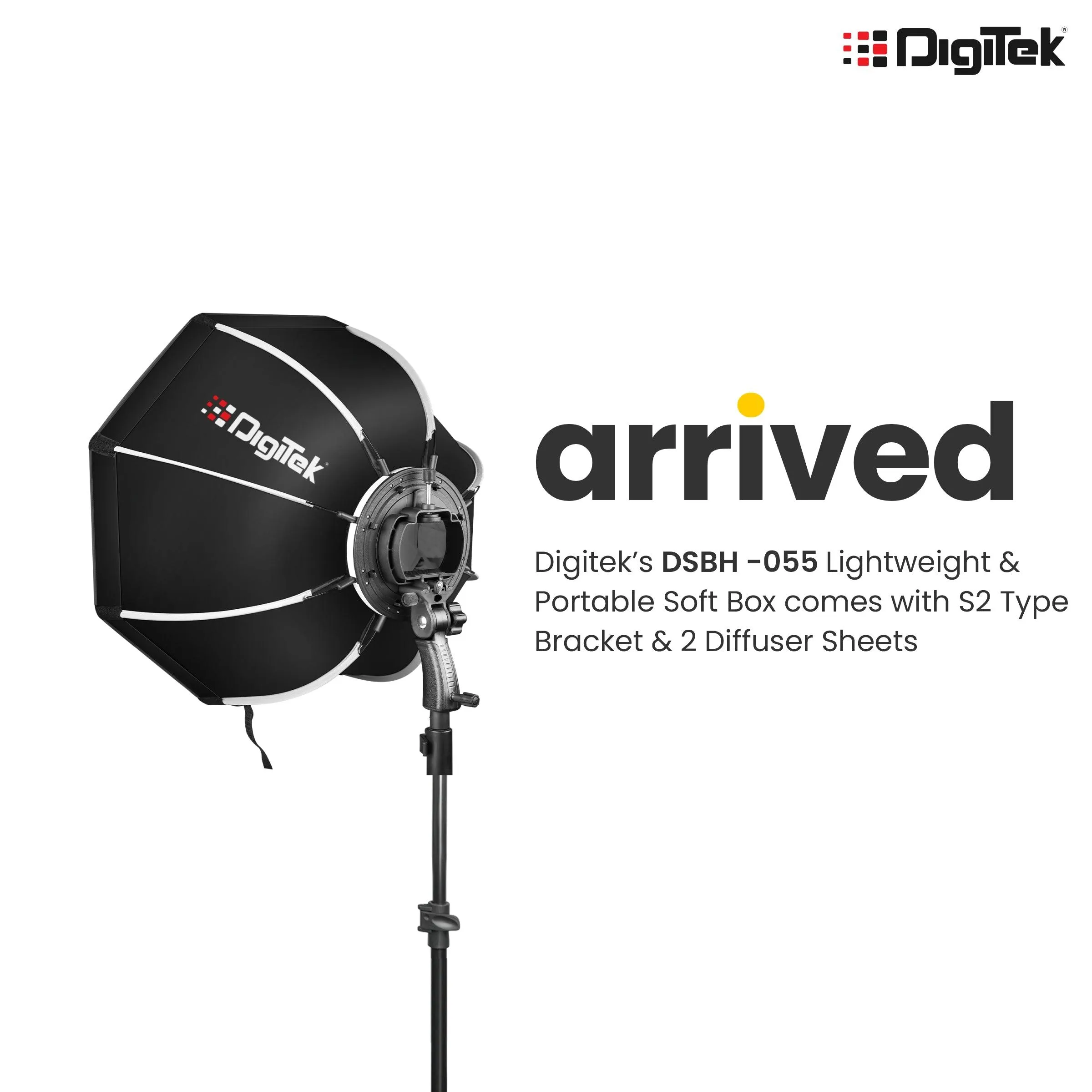 Digitek (DSBH-055) Lightweight & Portable Soft Box Comes with S2 Type Bracket & 2 Diffuser Sheets | Carrying Case | Compatible with All Flash Speedlights