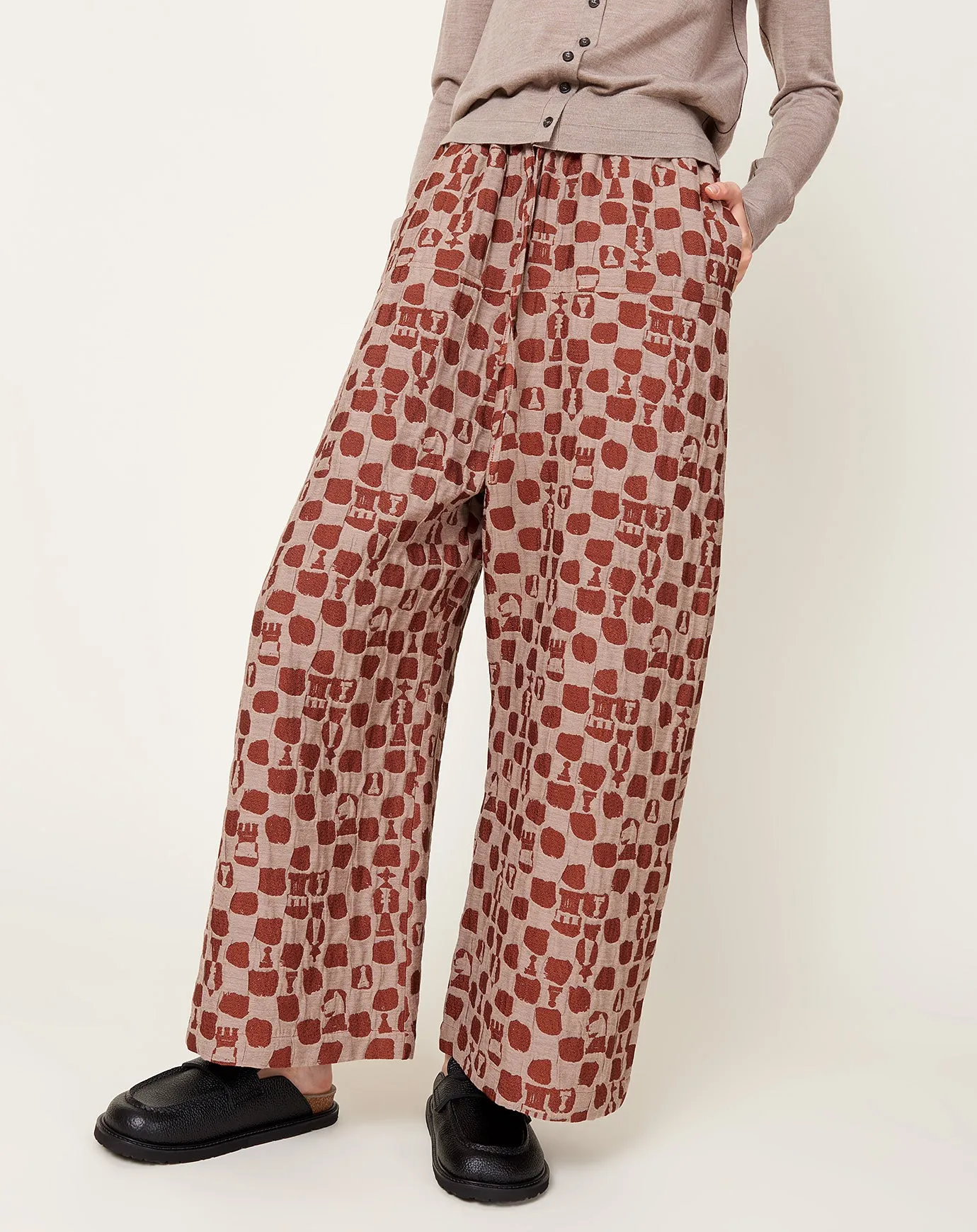 Eclipse Pants in Beige Orange Chess