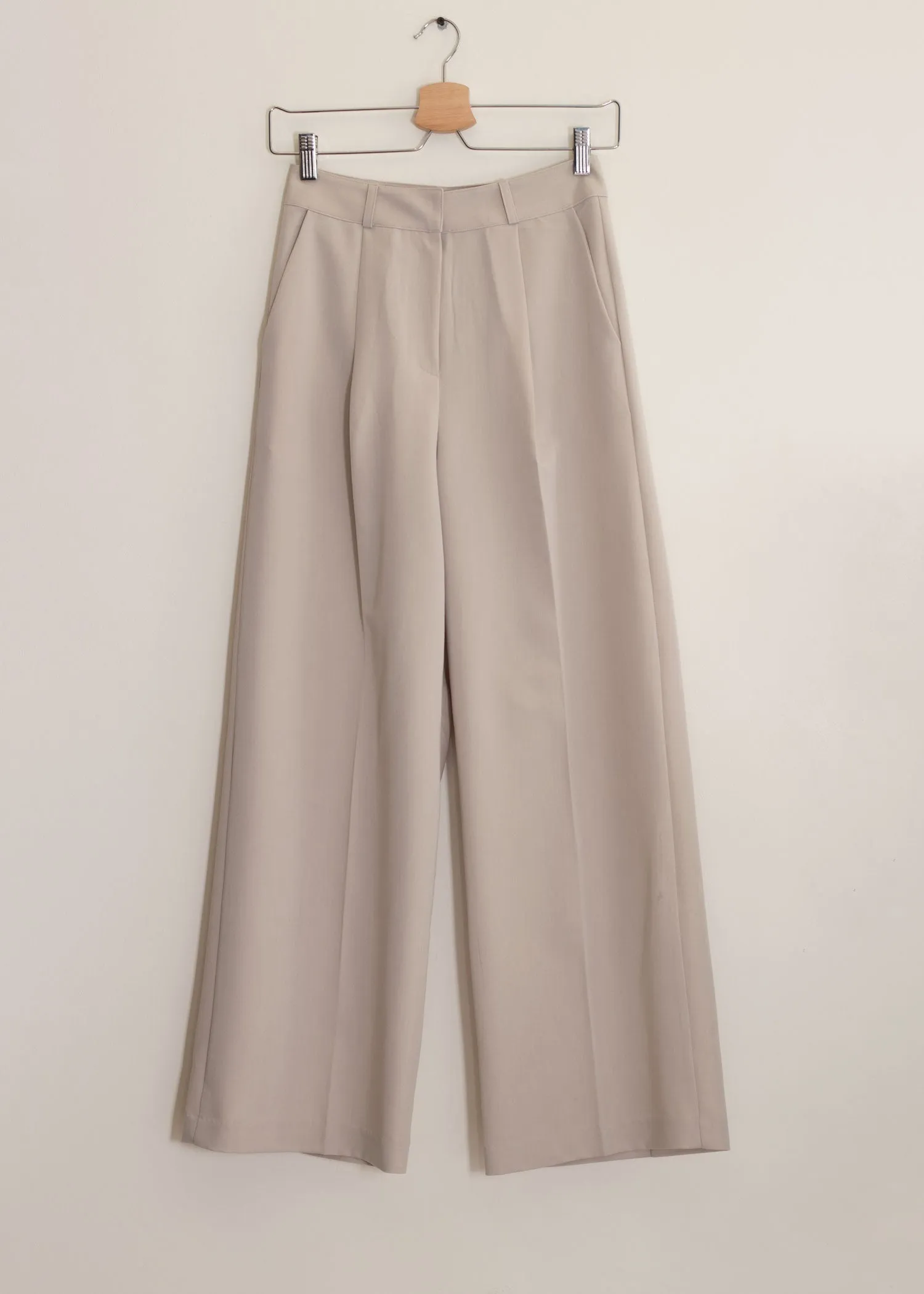 Ecru High Waisted Wide Pants