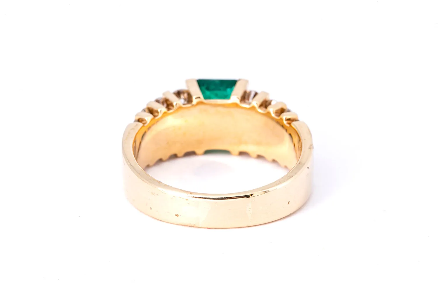 Effy Emerald & Graduated Diamond Cocktail Cluster 14K 585 Yellow Gold Ring 8 1/2