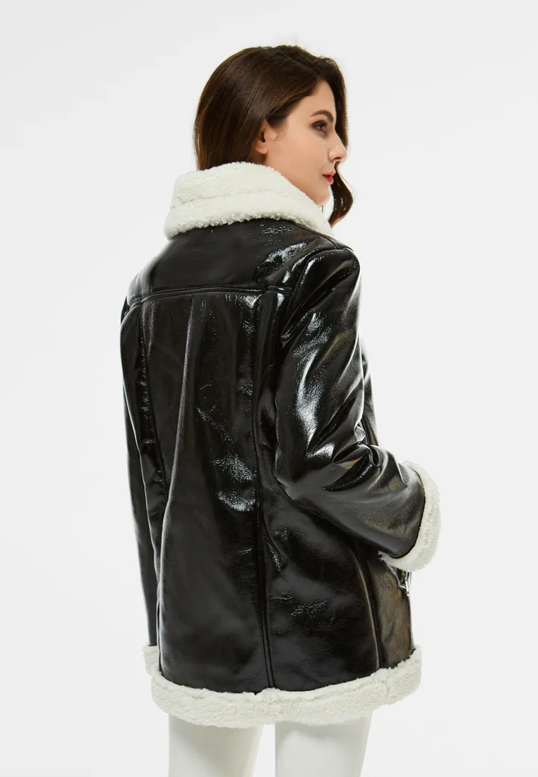 faux leather fur lined jacket