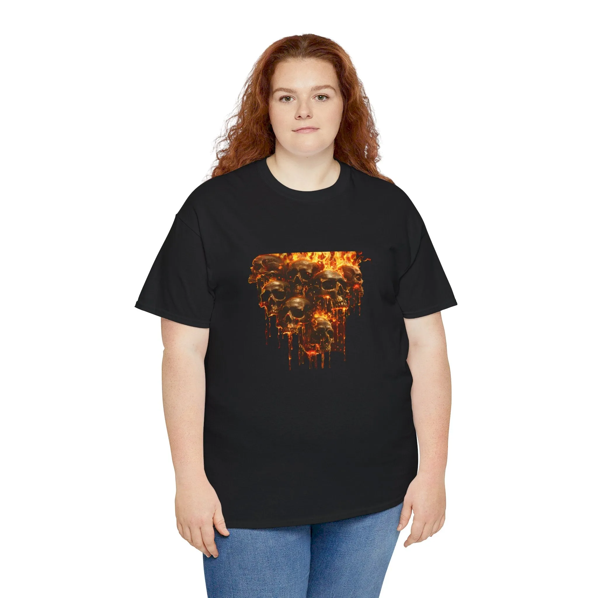 Fiery Skulls Unisex Heavy Cotton Tee