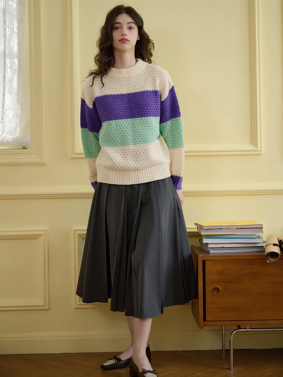 【Final Sale】Esther Color-Blocked Ribbed Cozy Sweater