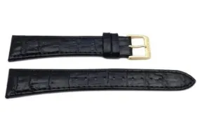 FITS Seiko Black Alligator Grain Leather 20mm Long Watch Band