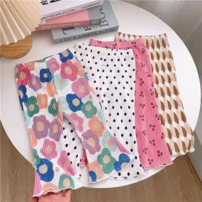 Floral Ribbed Flare Pants for Kids