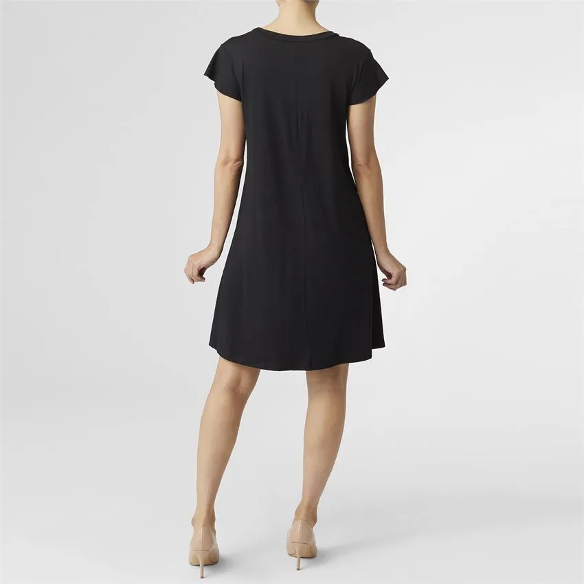 Francis Flutter Sleeve Dress - Black