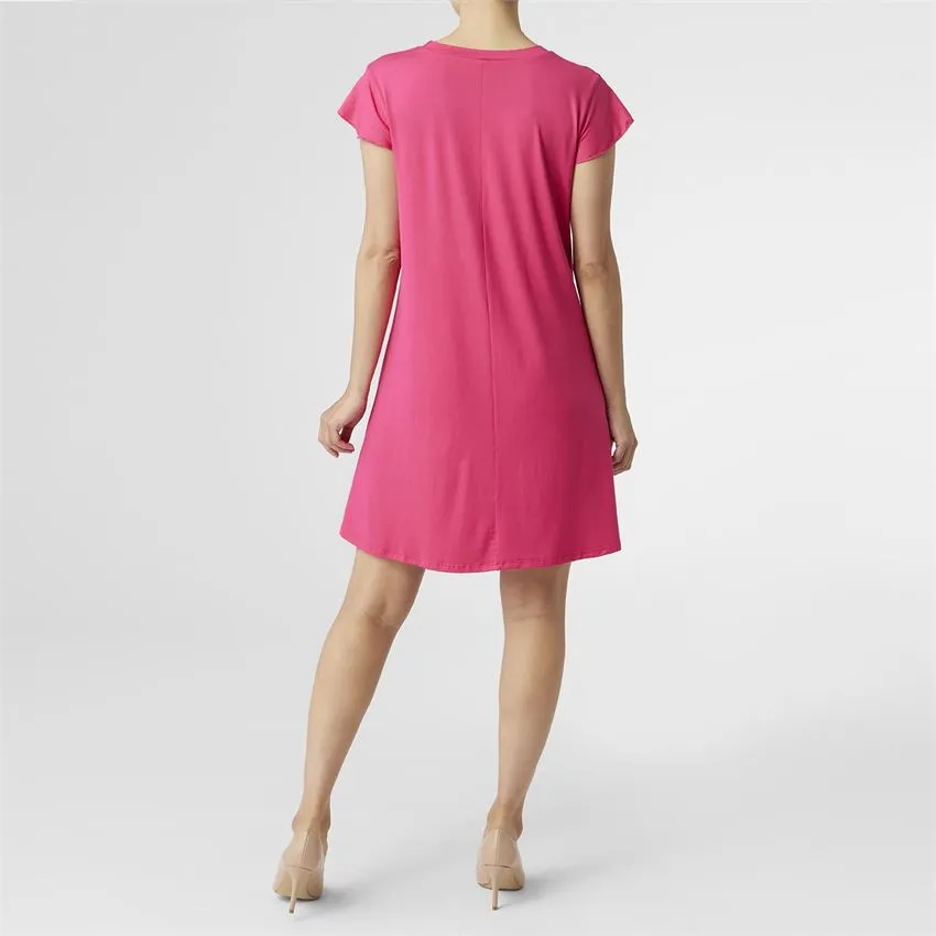 Francis Flutter Sleeve Dress - Bright Rose