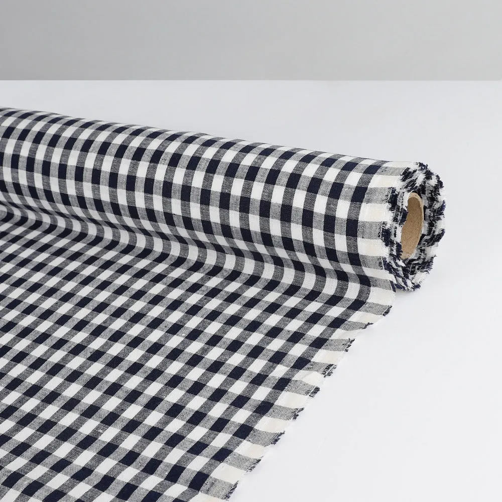 Gingham Linen - Navy