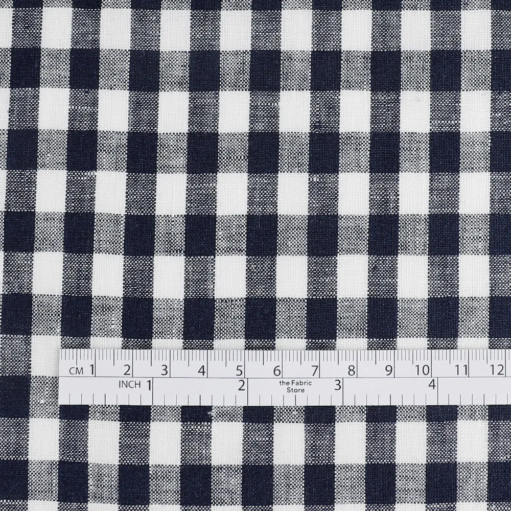 Gingham Linen - Navy