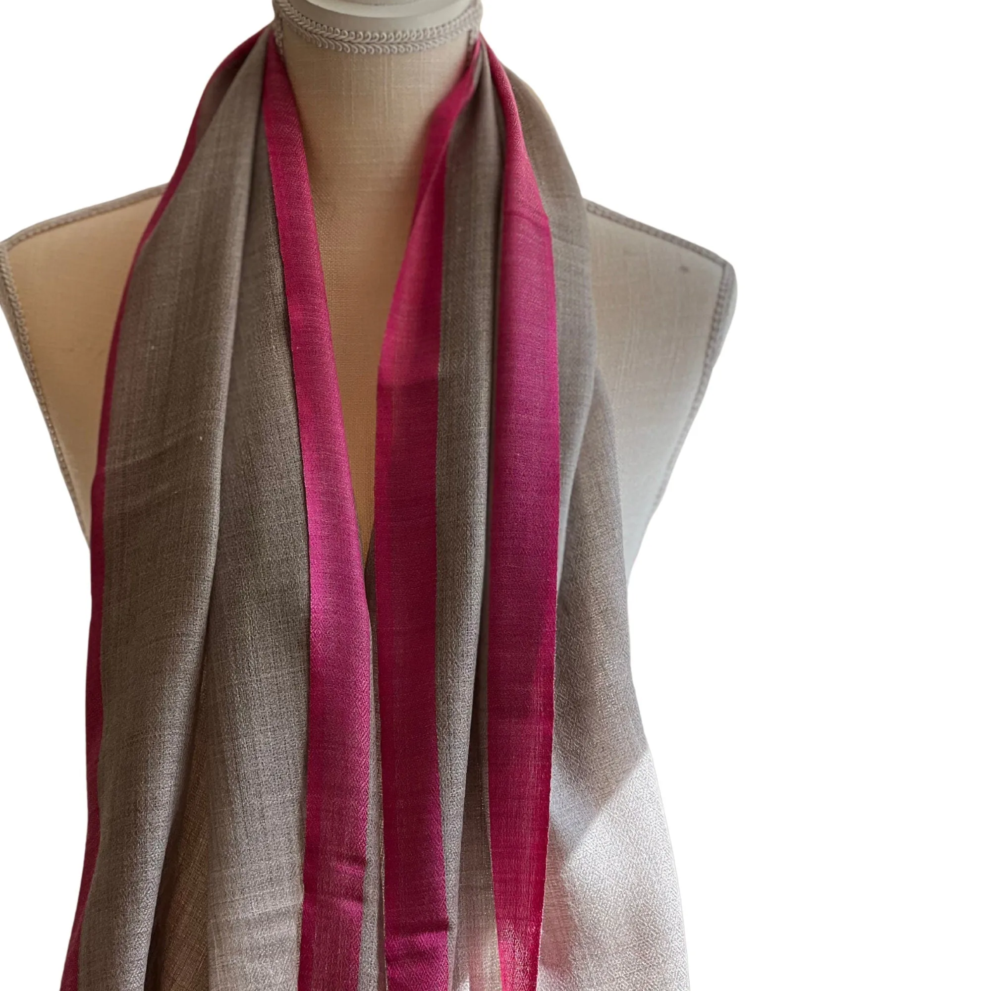 Gray and Pink Cashmere Scarf, Super Soft Shawl, Luxury Gift For Her