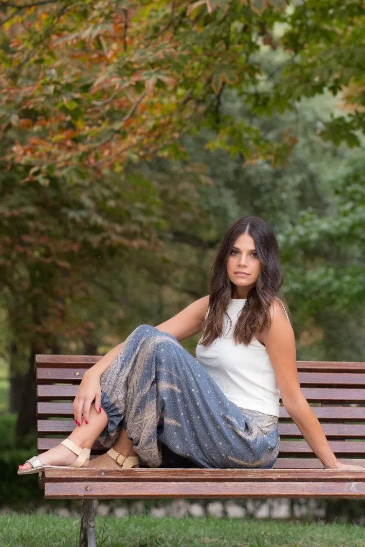 Gray Blue Feather Pants