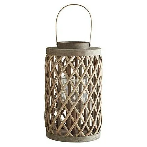 Grey Willow Cylinder Lantern - Large