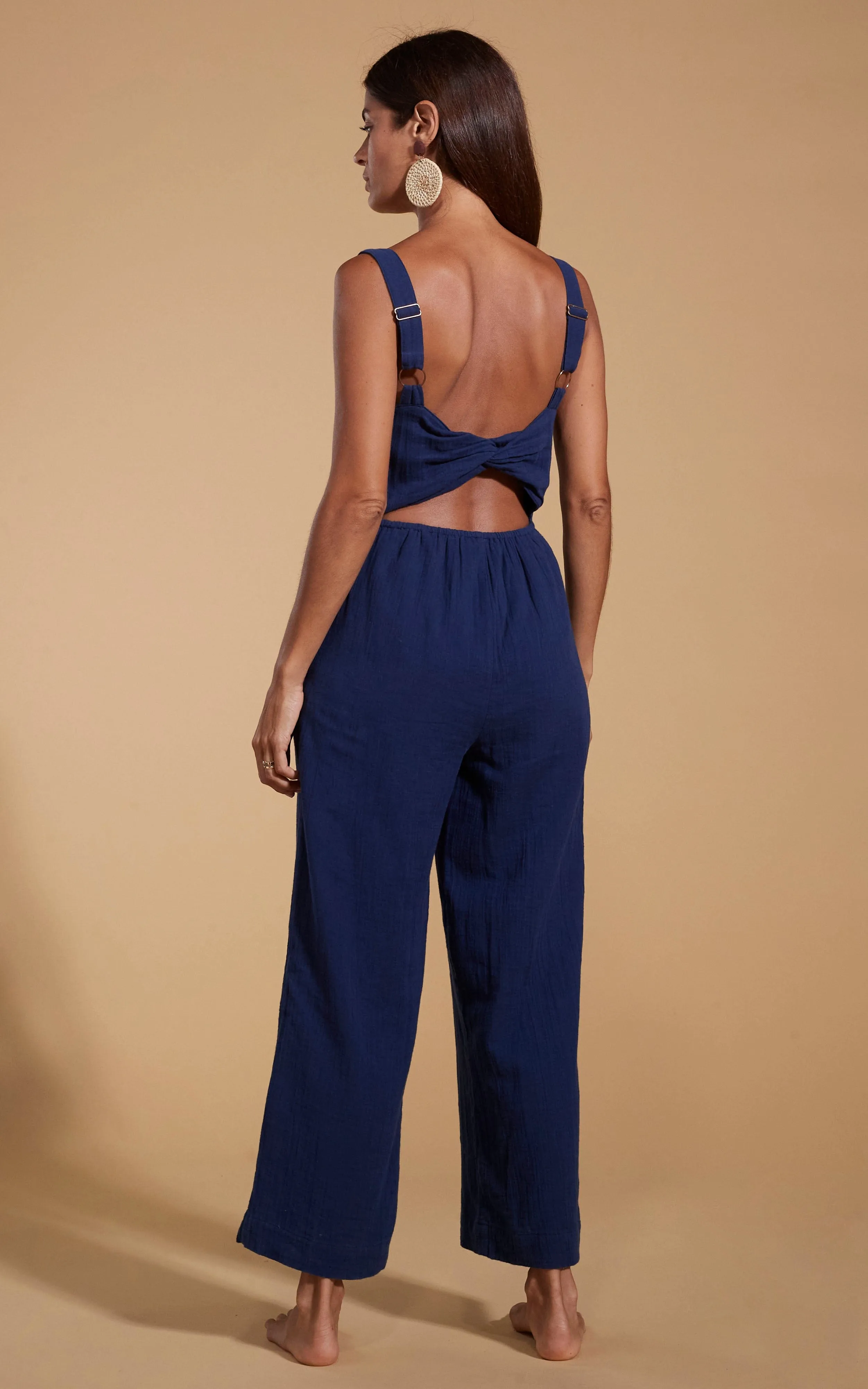 HALO Kimani Twist Back Jumpsuit in Navy