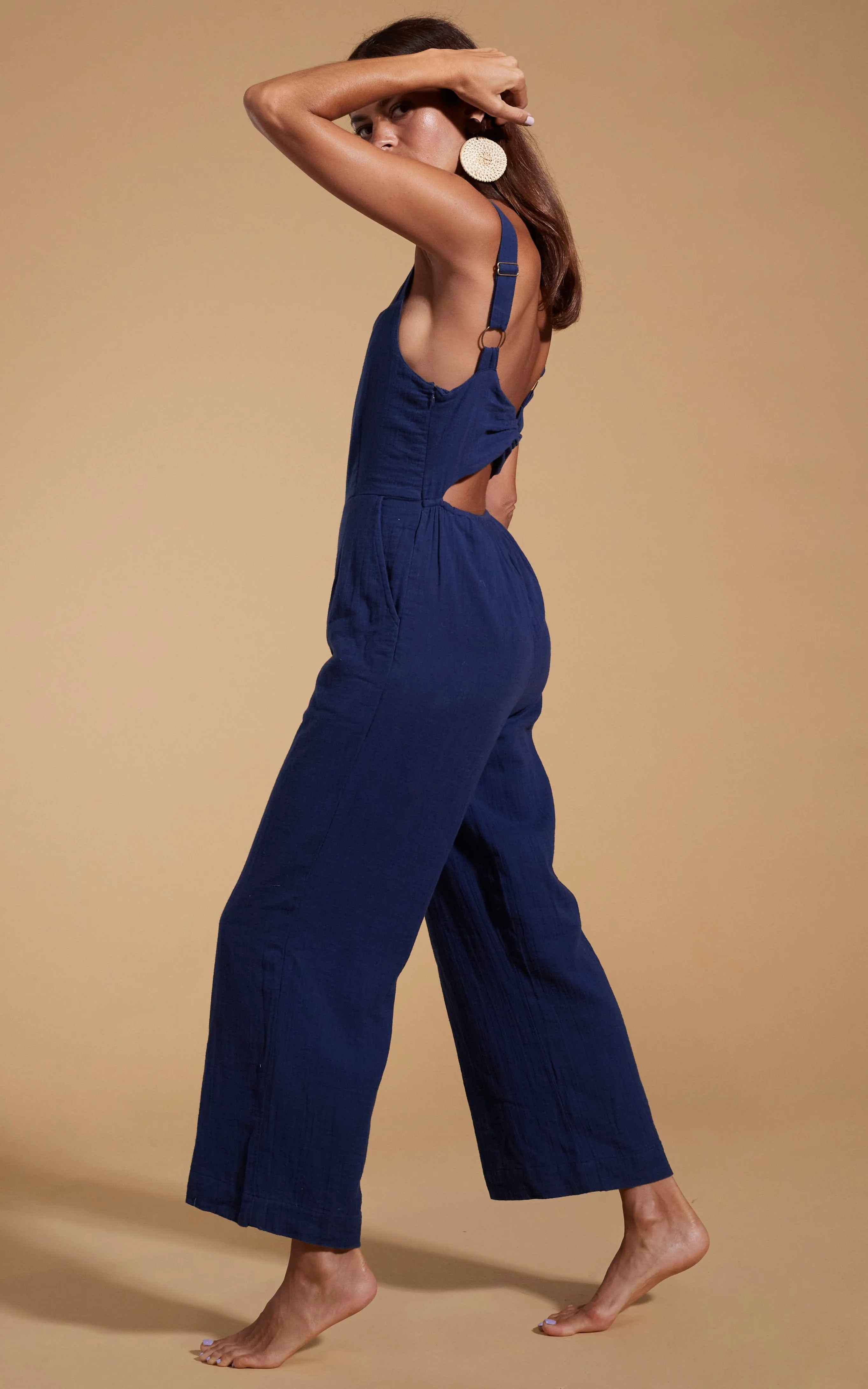 HALO Kimani Twist Back Jumpsuit in Navy