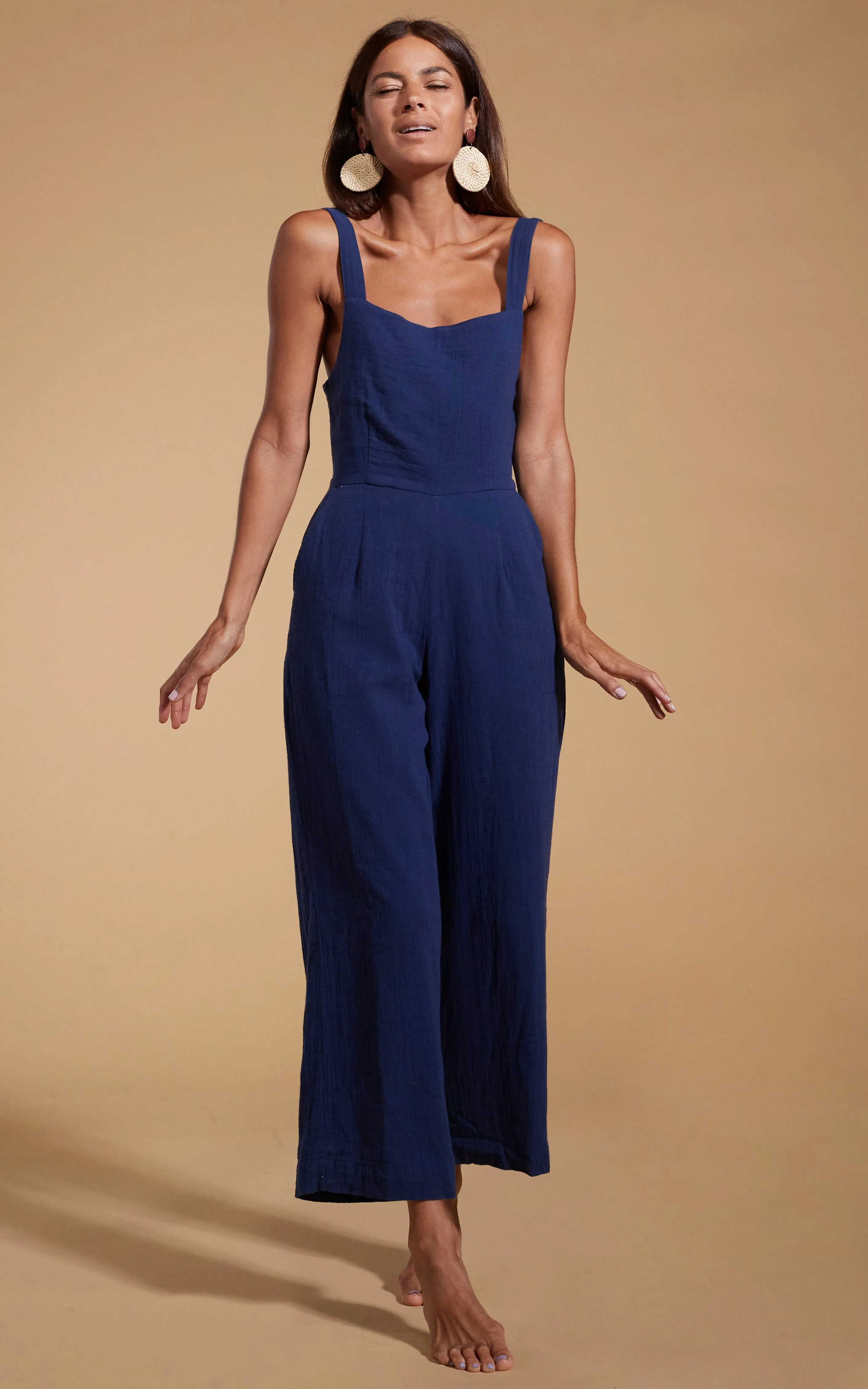 HALO Kimani Twist Back Jumpsuit in Navy