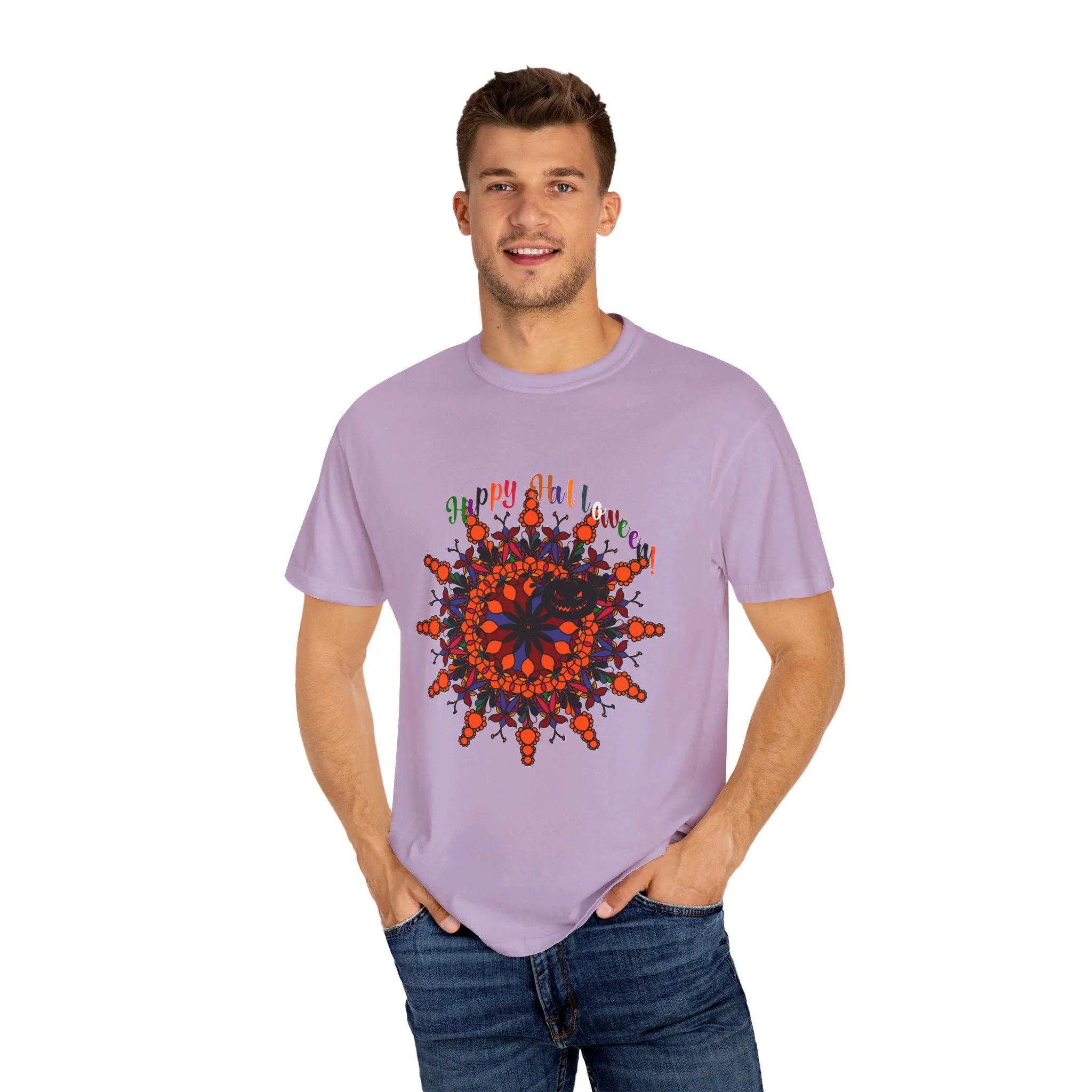 Handmade Pumpkin Mandala Tee - Unisex Mandala Design